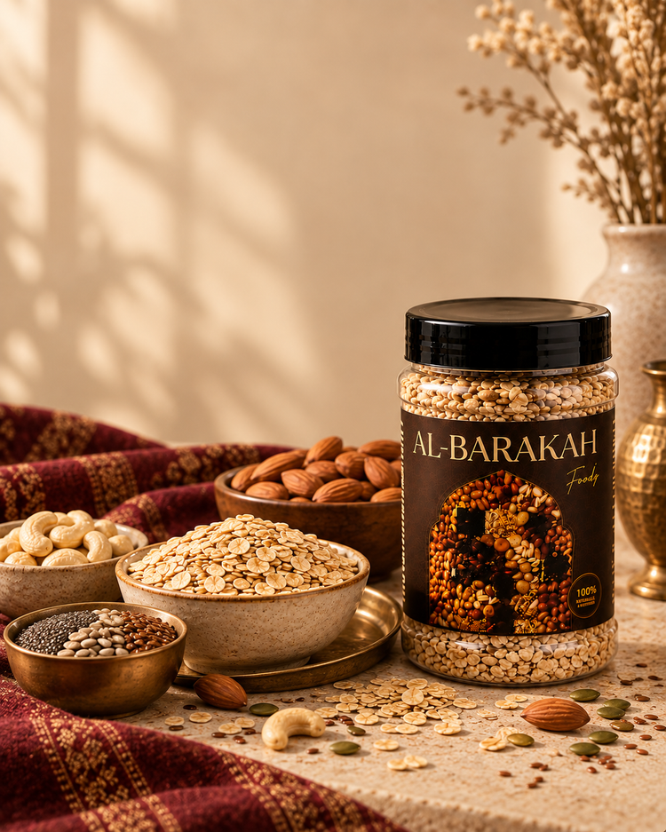 Homepage hero mobile using the approved Al-Barakah black and gold jar